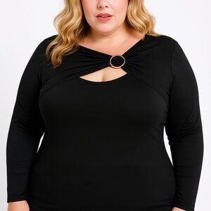 Holiday Party Club Plus Women Fashion Top BLACK